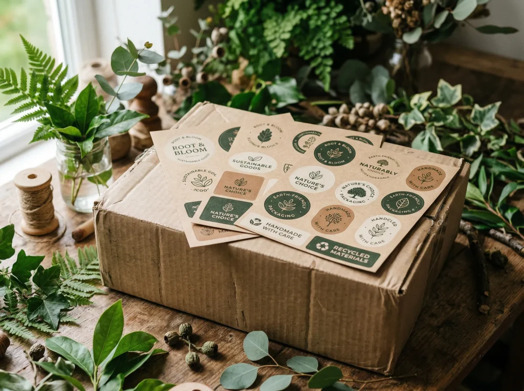 Eco-friendly kraft paper sticker sheets for sustainable thoughtful brand packaging - Sticker Sheet Printing
