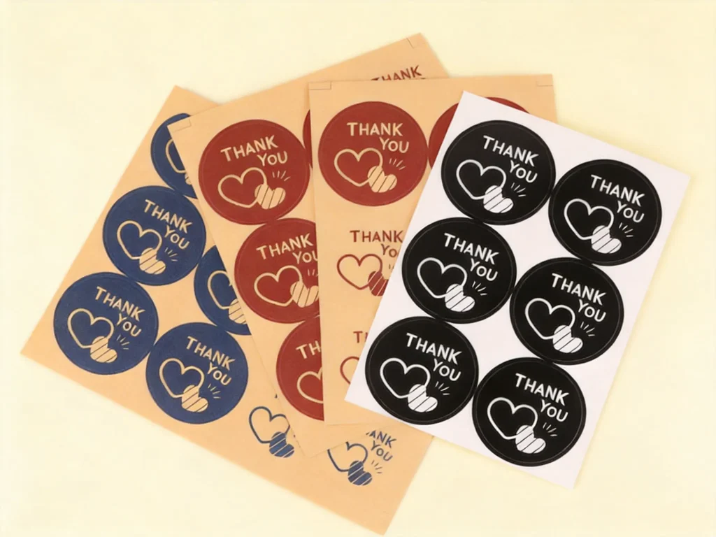 Kraft sticker sheets with multiple custom designs showing variety options - Sticker Sheet Printing