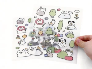 Clear sticker sheet printing detail showing color vibrancy on transparent base - Sticker Sheet Printing