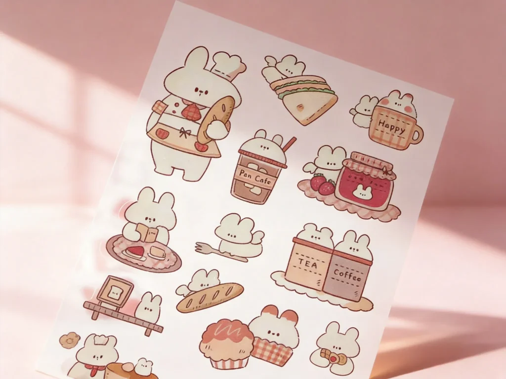 Custom clear sticker sheets featuring multiple die-cut shapes on transparent backing - Sticker Sheet Printing